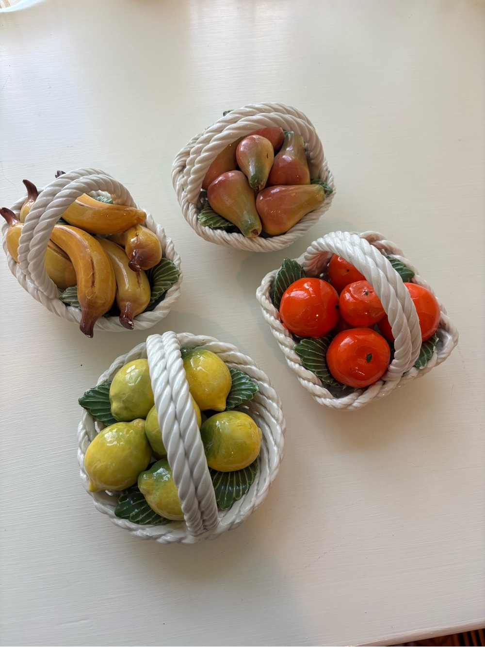 Set of 4 Capodimonte Fruit Ceramic Baskets